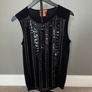 Tory Burch Black Sequin Tank Top